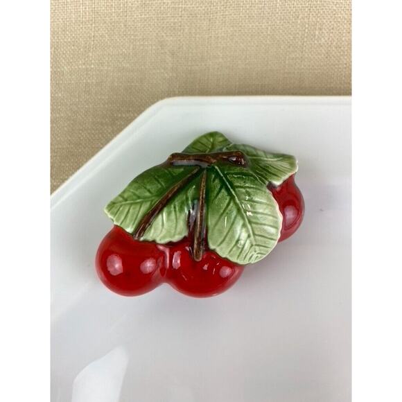 Mikasa Blanc De Blanc Serving Brunch Plate with Dimensional Cherries - Picture 2 of 9